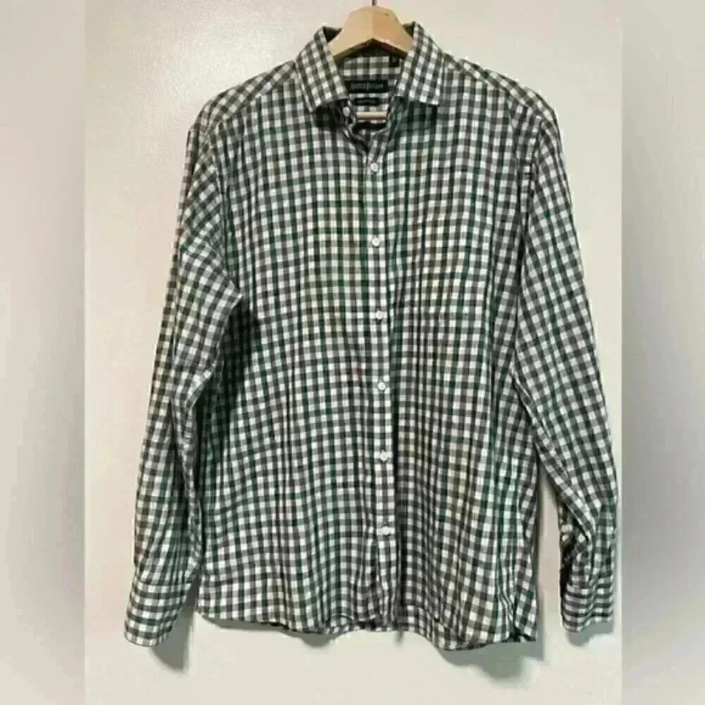 Artisti Italiani Egyptian Cotton Green Plaid Shirt - Large